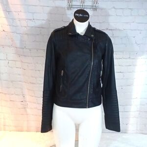 Xhilaration Woman's Black  Faux‎ Leather Biker Jacket S